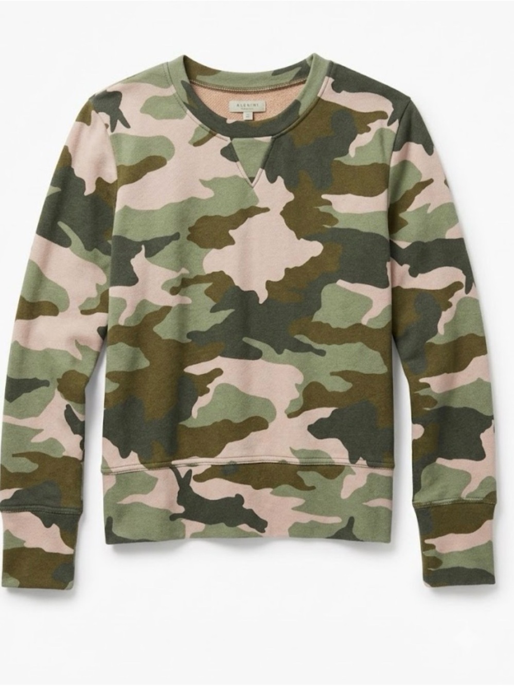 Madewell Tan and Olive Green Camo Crewneck Sweatshirt
